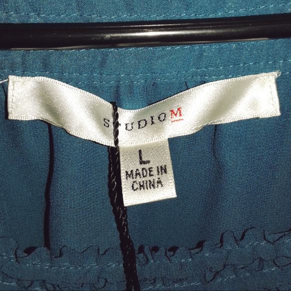 Studio M Teal Chiffon Blouse - Picture 3 of 4